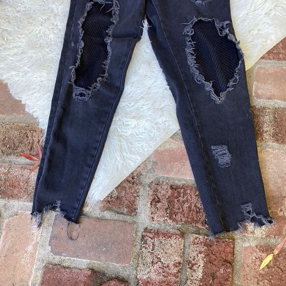 Zara Basic Z1975 Denim Women’s High Waisted Black High Rise Ripped Jeans Size 2 - Picture 4 of 13
